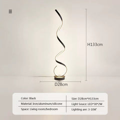 LED Floor Lamp Spiral Strip Black White Aluminium Bedside Lights