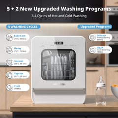 AIRMSEN Countertop Dishwasher, 9 Programs, Space-Saving Ultra-Narrow Design