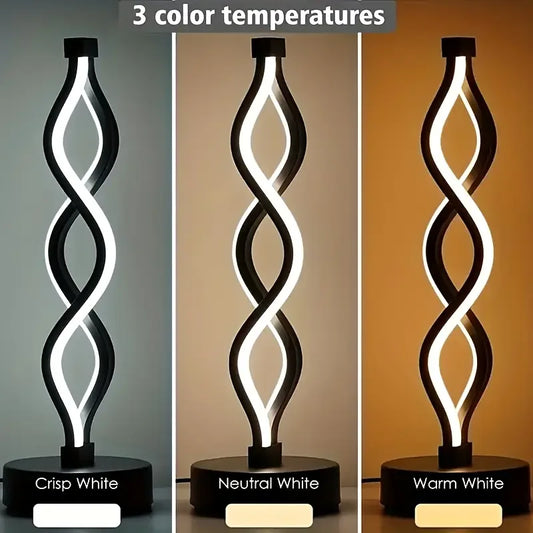 Modern Spiral LED Adjustable Table Lamp 3-Color Temperature Eye-Caring