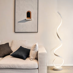 LED Floor Lamp Spiral Strip Black White Aluminium Bedside Lights