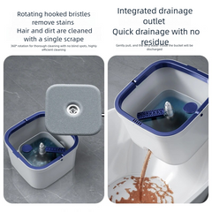 Hands Free Washing Mop with Bucket 360 Spin Rotating Round Flat Mop Set With 4Pcs Cloth