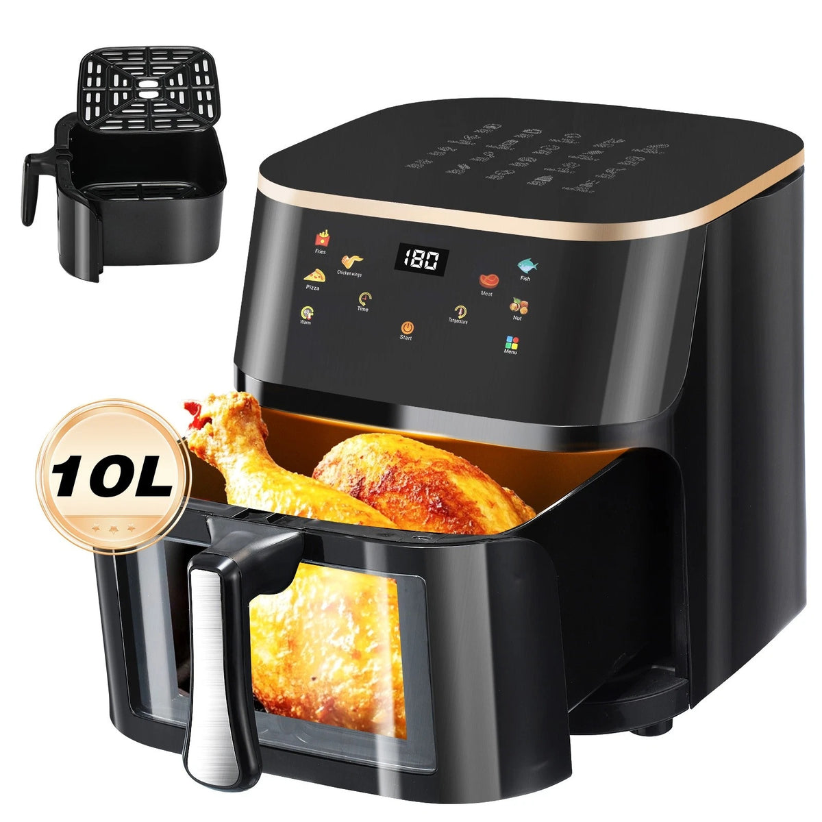 OYAJIA 10L Air Fryer with Easy-View Window, Touch Controls, Nonstick, 7 Function
