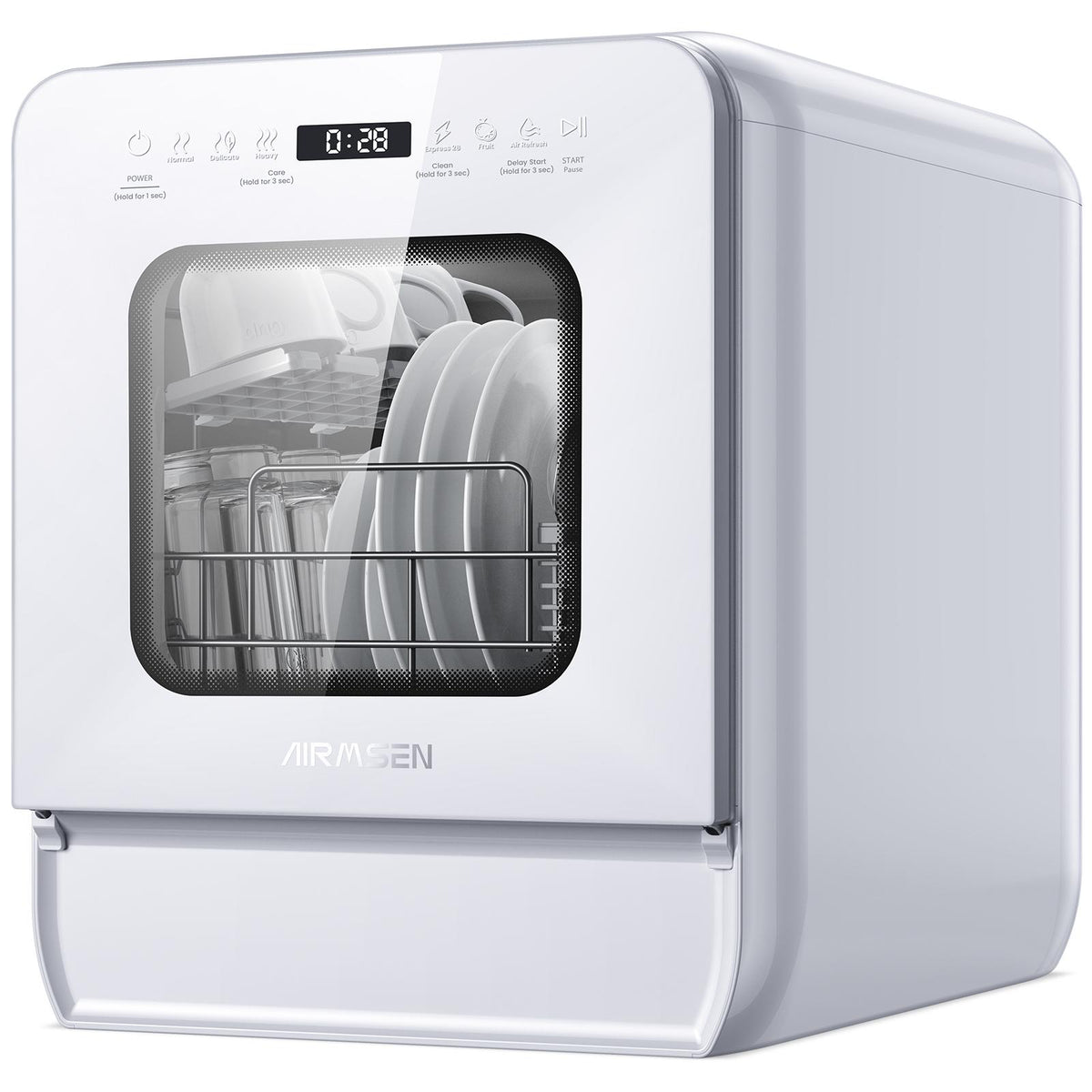 AIRMSEN Countertop Dishwasher, 9 Programs, Space-Saving Ultra-Narrow Design