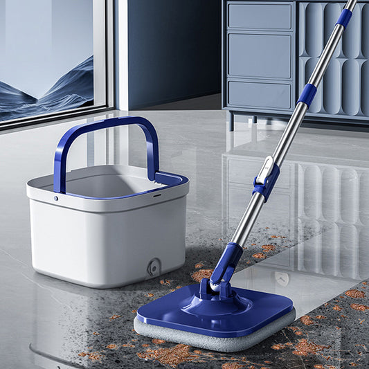Hands Free Washing Mop with Bucket 360 Spin Rotating Round Flat Mop Set With 4Pcs Cloth