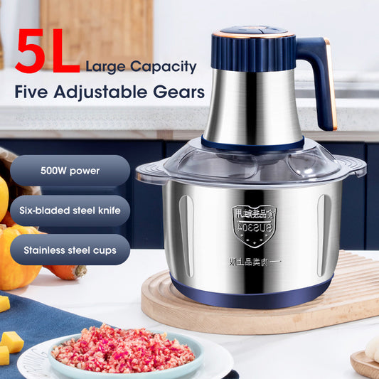 5L Electric Meat Grinders 304 Stainless Steel Food Crusher Multifunctional Vegetable Slicer Chopper Mincer