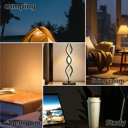 Modern Spiral LED Adjustable Table Lamp 3-Color Temperature Eye-Caring