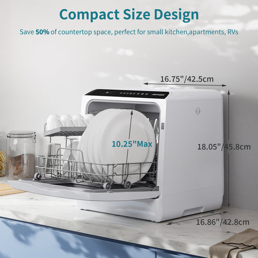 Portable Dishwasher, 6 Wash Programs, Dual Water Supply, Auto Drying