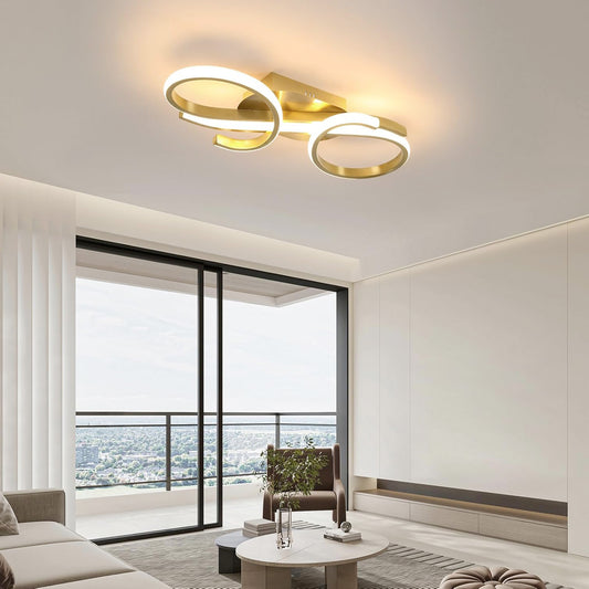 Modern Ceiling Light, 36W Golden Chandelier Ceiling Light, 3000K Warm White Light