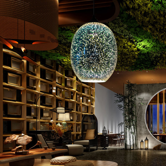 3D Hanging Ceiling Light Glass ‎Pendant Crystal Chandeliers