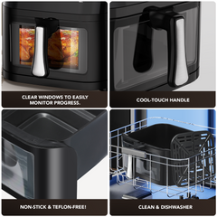 OYAJIA 10L Air Fryer with Easy-View Window, Touch Controls, Nonstick, 7 Function