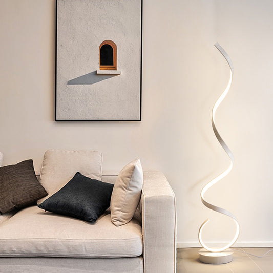 LED Floor Lamp Spiral Strip Black White Aluminium Bedside Lights