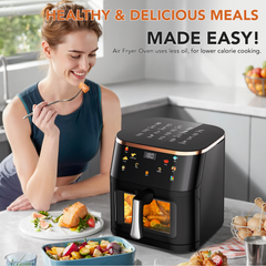 OYAJIA 10L Air Fryer with Easy-View Window, Touch Controls, Nonstick, 7 Function