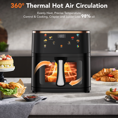 OYAJIA 10L Air Fryer with Easy-View Window, Touch Controls, Nonstick, 7 Function