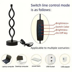 Modern Spiral LED Adjustable Table Lamp 3-Color Temperature Eye-Caring