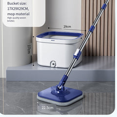Hands Free Washing Mop with Bucket 360 Spin Rotating Round Flat Mop Set With 4Pcs Cloth